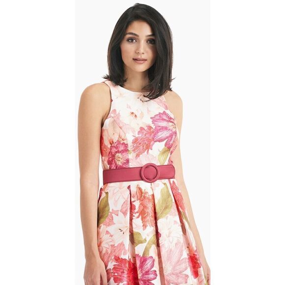 Kay Unger LIBERTY TEA LENGTH DRESS in Coral Reef/Multi NWOT Size 2 - Picture 4 of 9